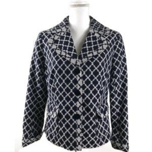 CLOSING SALE Lined Blazer Jacket Navy Blue White